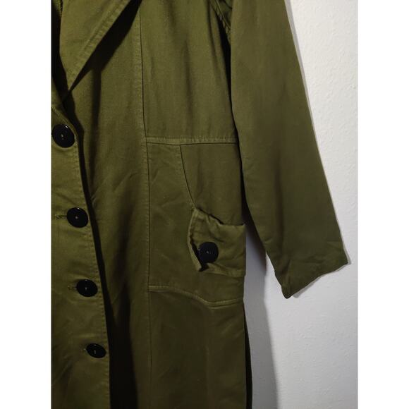 CMC By Color Me Cotton Green Trench Single Breasted Utility Cargo Jacket Size S - Picture 4 of 11